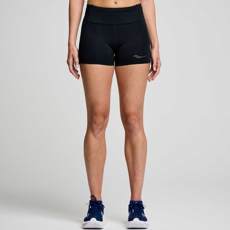 Women Saucony Bottoms | Women'S Fortify 3" Hot Short Black