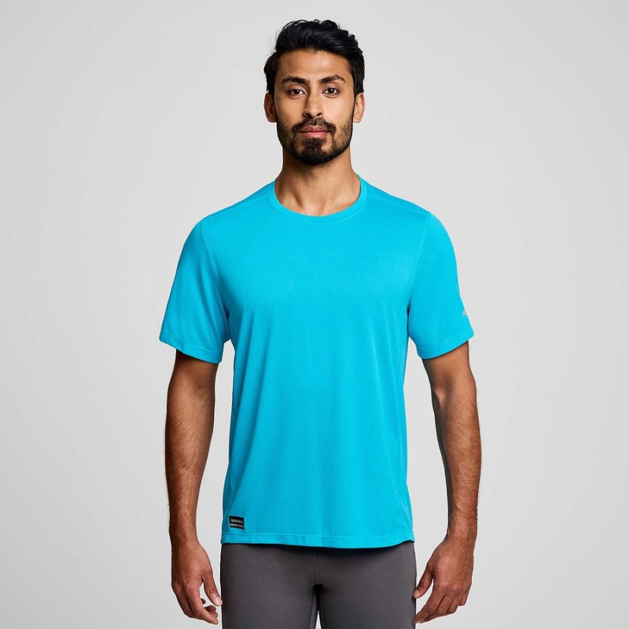 Men Saucony Tops | Men'S Stopwatch Short Sleeve Viziblue