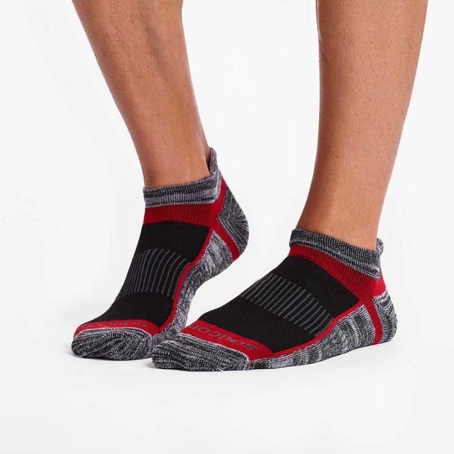 Men Saucony Socks | Inferno No Show Tab 3-Pack Socks Black / Grey Assorted