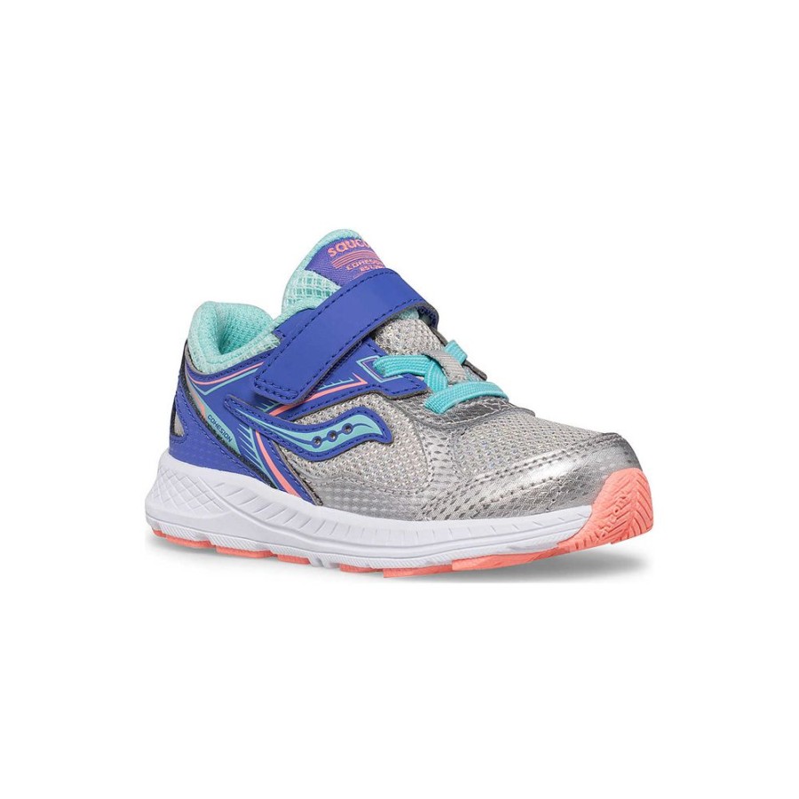 Kids Saucony Girls | Little Kid'S Cohesion 14 A/C Jr. Sneaker Silver / Periwinkle / Turq