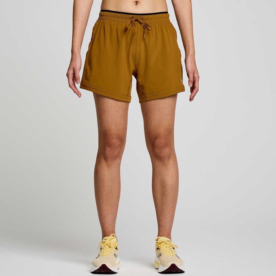 Women Saucony Bottoms | Women'S Outpace 5" Short Bronze