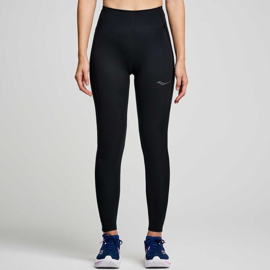 Women Saucony Bottoms | Women'S Fortify Viz Tight Black