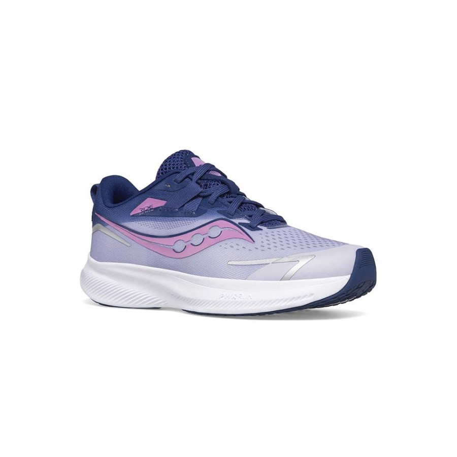 Kids Saucony Girls | Ride 15 Sneaker Mauve / Indigo