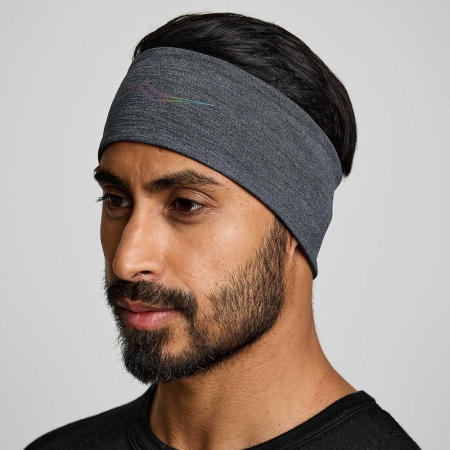 Men Saucony Accessories | Solstice Headband Black Heather