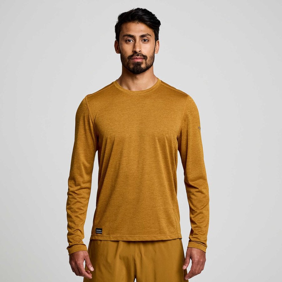 Men Saucony Tops | Men'S Stopwatch Long Sleeve Bronze Heather