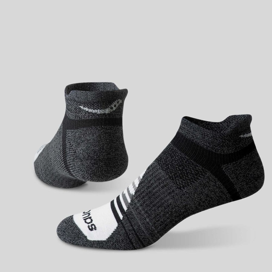 Men Saucony Accessories | Men'S Inferno Merino Wool Blend No Show 3-Pack Sock Grey Marl