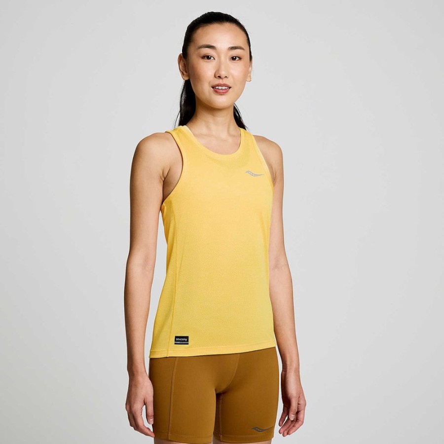 Women Saucony Tops | Women'S Stopwatch Singlet Vizigold Heather