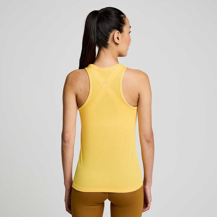 Women Saucony Tops | Women'S Stopwatch Singlet Vizigold Heather