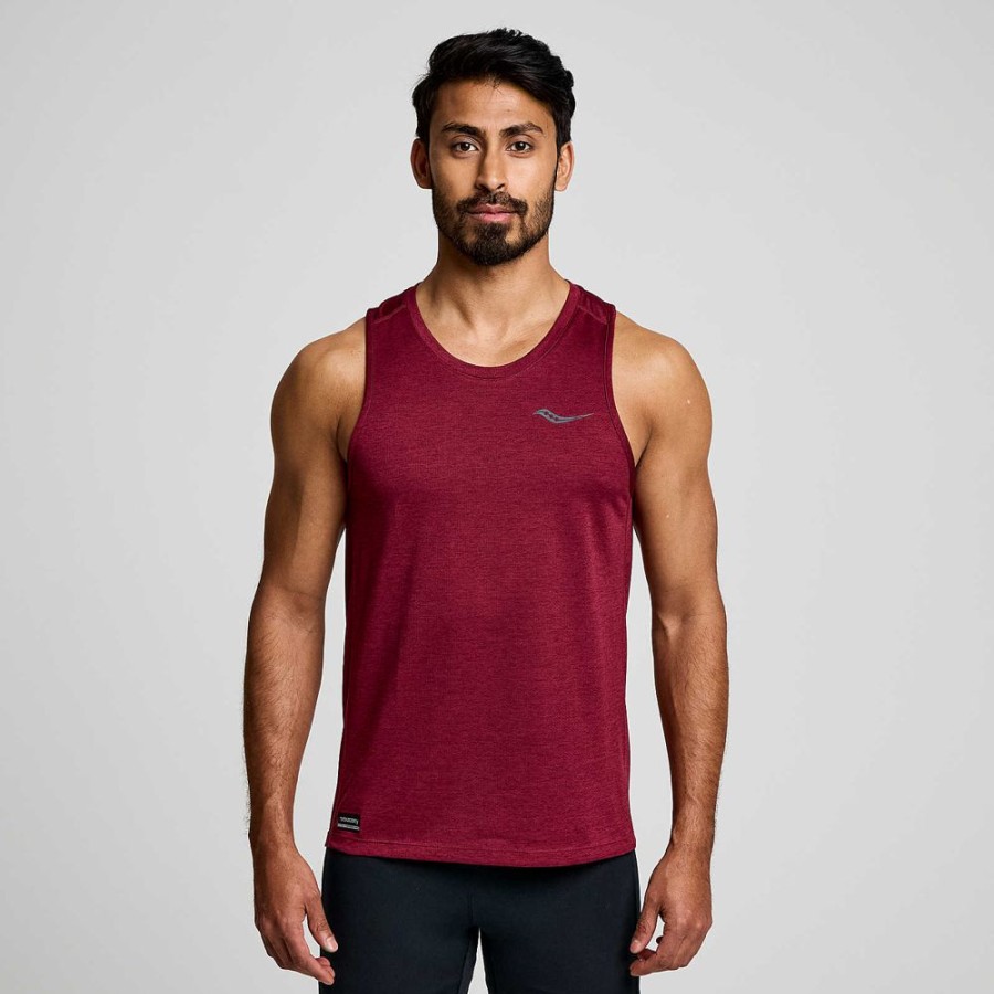 Men Saucony Tops | Men'S Stopwatch Singlet Sundown Heather