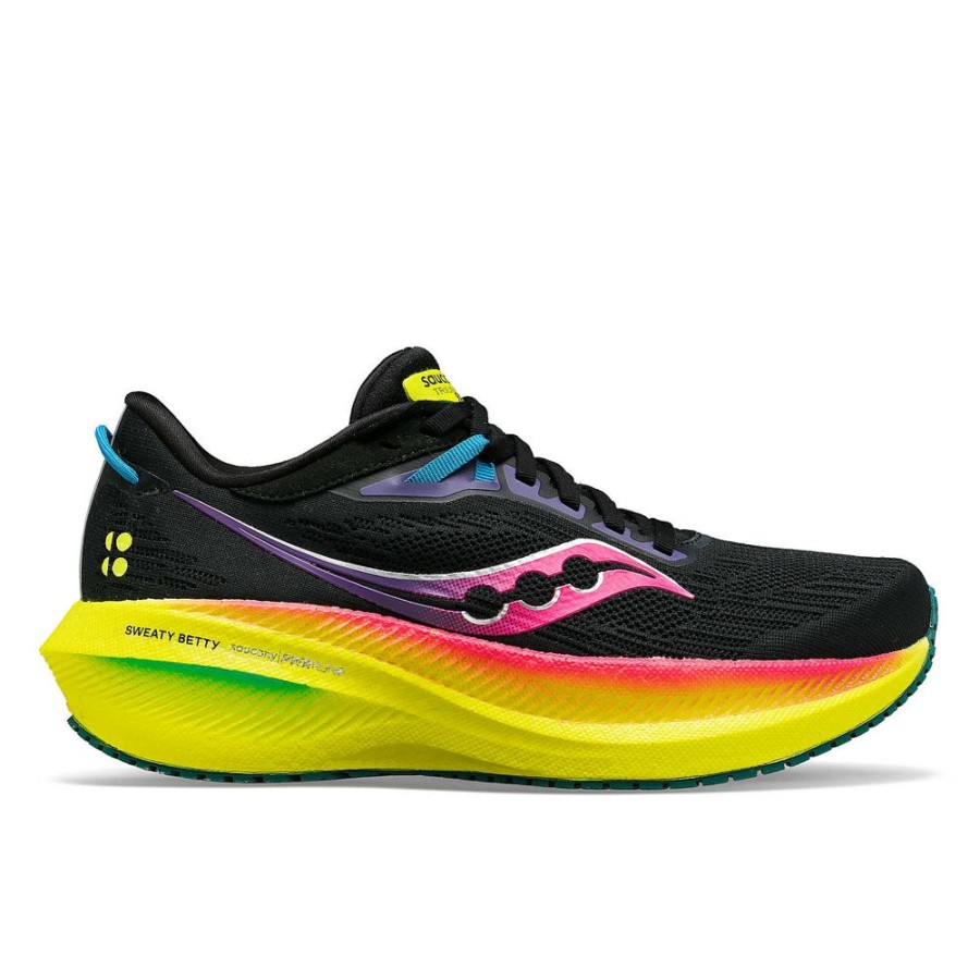 Women Saucony Running | Women'S Saucony X Sweaty Betty Triumph 21 Black / Pink / Citron