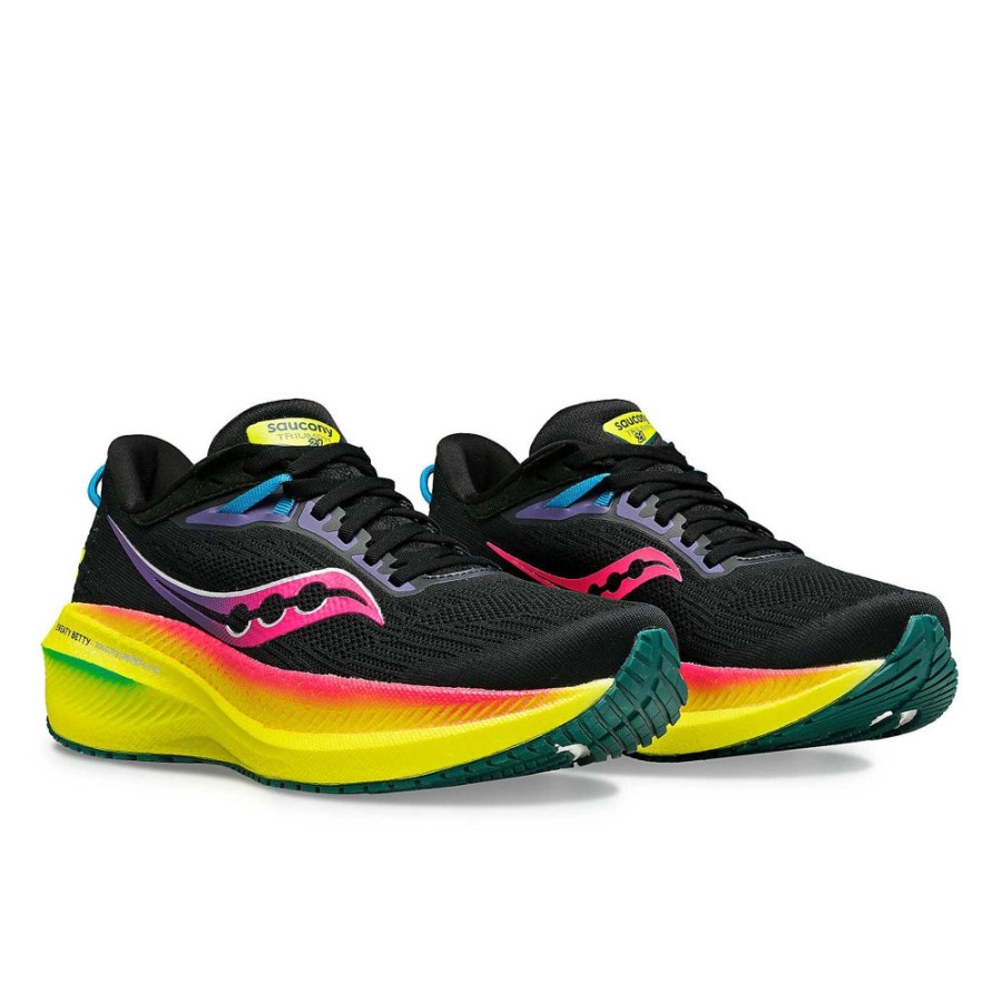 Women Saucony Running | Women'S Saucony X Sweaty Betty Triumph 21 Black / Pink / Citron