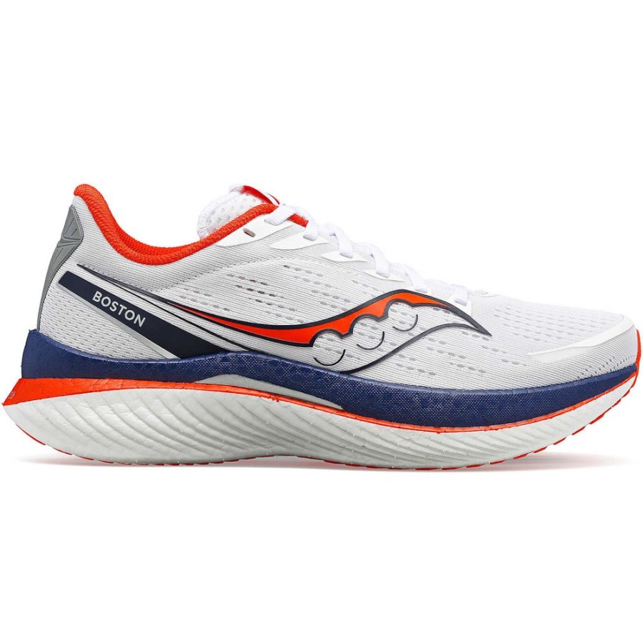 Men Saucony Running | Men'S Boston Endorphin Speed 3 White / Navy