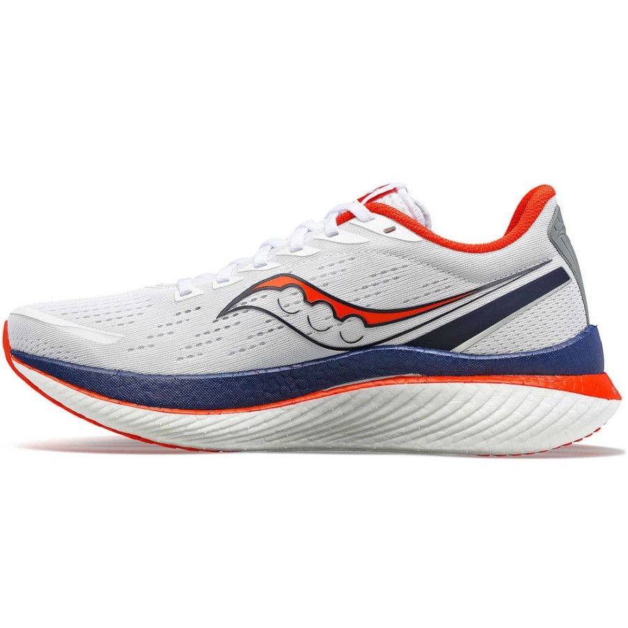 Men Saucony Running | Men'S Boston Endorphin Speed 3 White / Navy