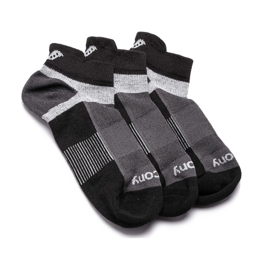 Women Saucony Accessories | Inferno No Show Tab 3-Pack Socks Black