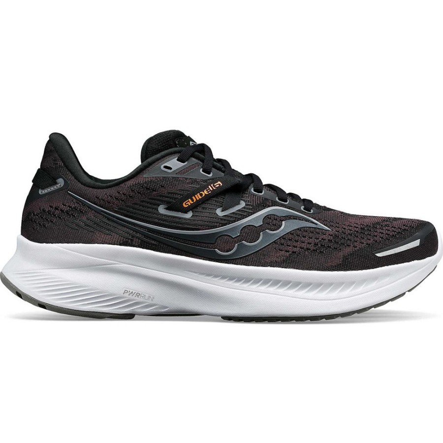 Men Saucony Running | Men'S Guide 16 Wide Black / White