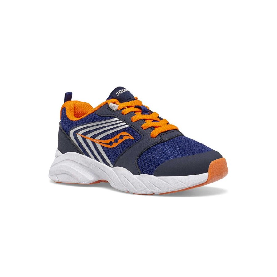 Kids Saucony Boys | Big Kid'S Wind Fst Lace Sneaker Navy / Orange