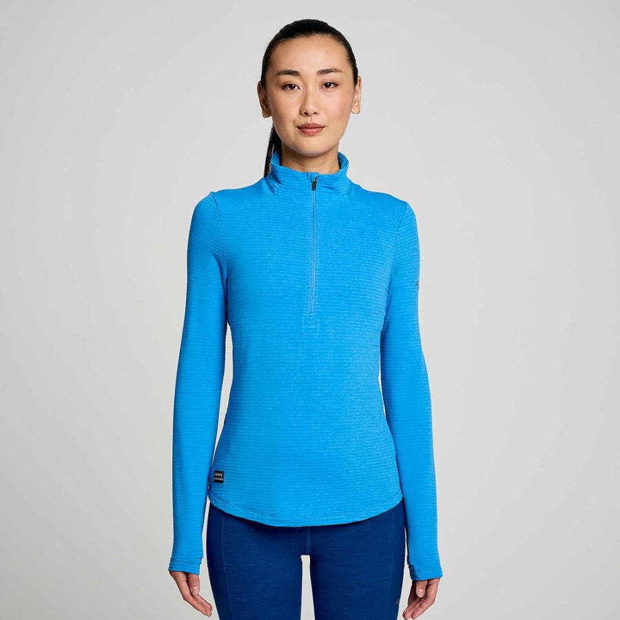 Women Saucony Jackets | Women'S Triumph 3D 1/2 Zip Bluelight Heather