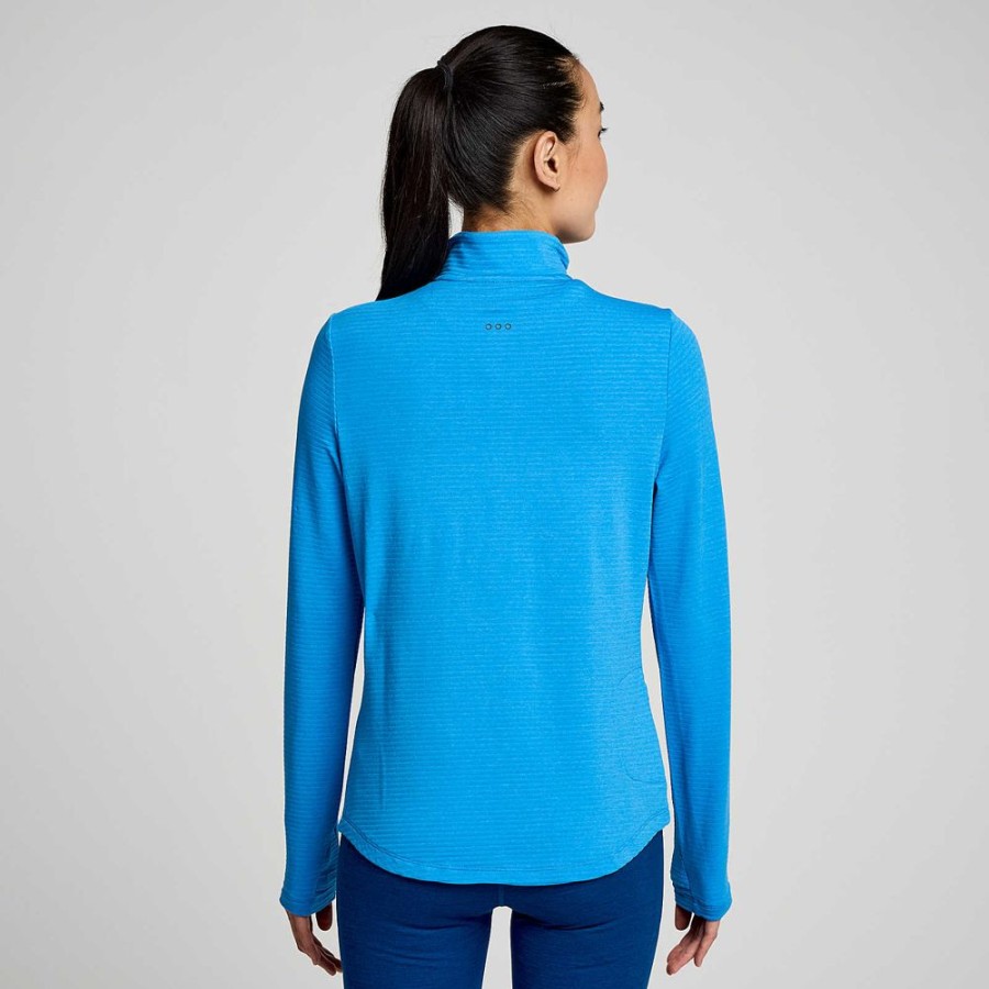 Women Saucony Jackets | Women'S Triumph 3D 1/2 Zip Bluelight Heather