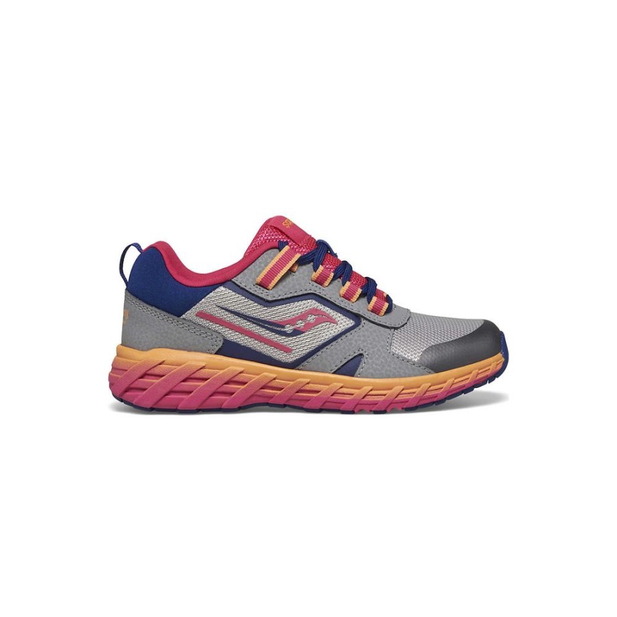 Kids Saucony Girls | Big Kid'S Wind Shield 2.0 Sneaker Grey / Pink / Navy