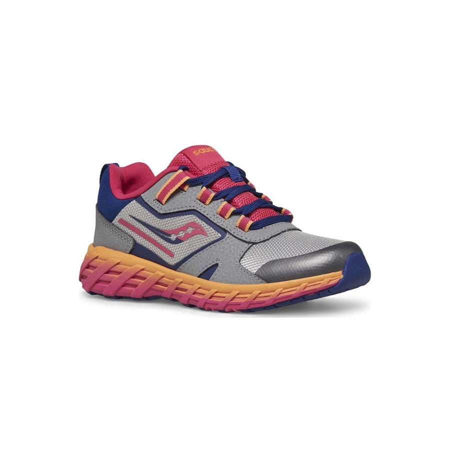 Kids Saucony Girls | Big Kid'S Wind Shield 2.0 Sneaker Grey / Pink / Navy