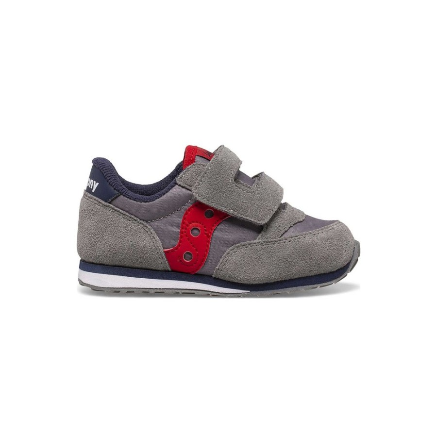 Kids Saucony Unisex | Big Kid'S Jazz Hook & Loop Sneaker Grey / Navy / Red