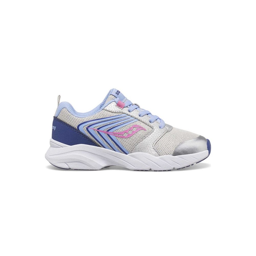 Kids Saucony Girls | Big Kid'S Wind Fst Lace Sneaker Silver / Blue / Pink