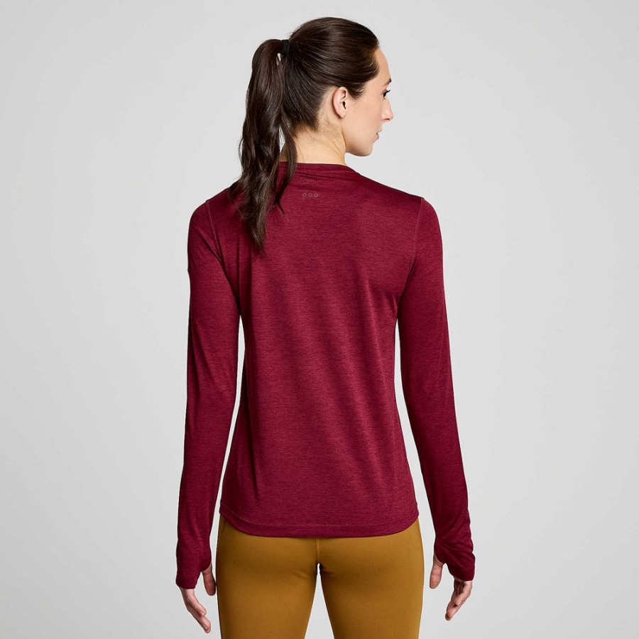 Women Saucony Tops | Women'S Stopwatch Long Sleeve Sundown Heather