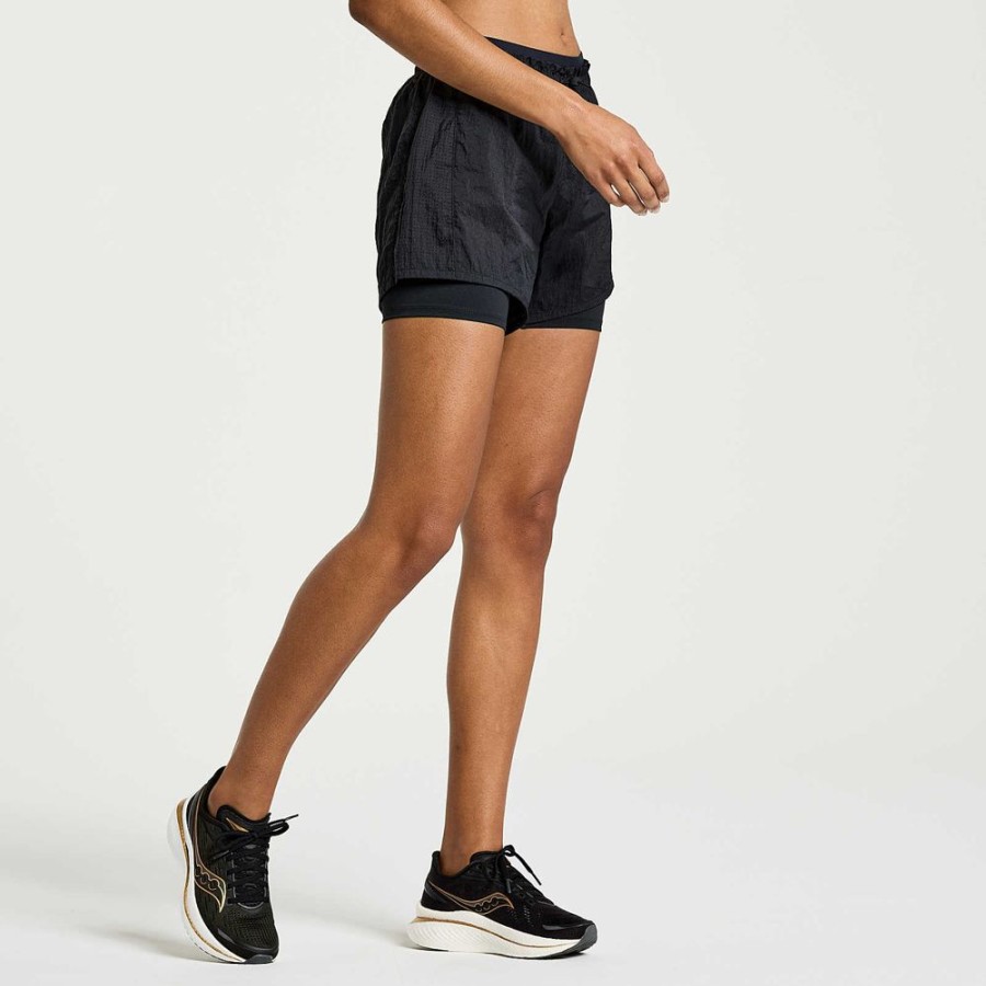 Women Saucony Bottoms | Women'S Elevate 4" 2-In-1 Short Black