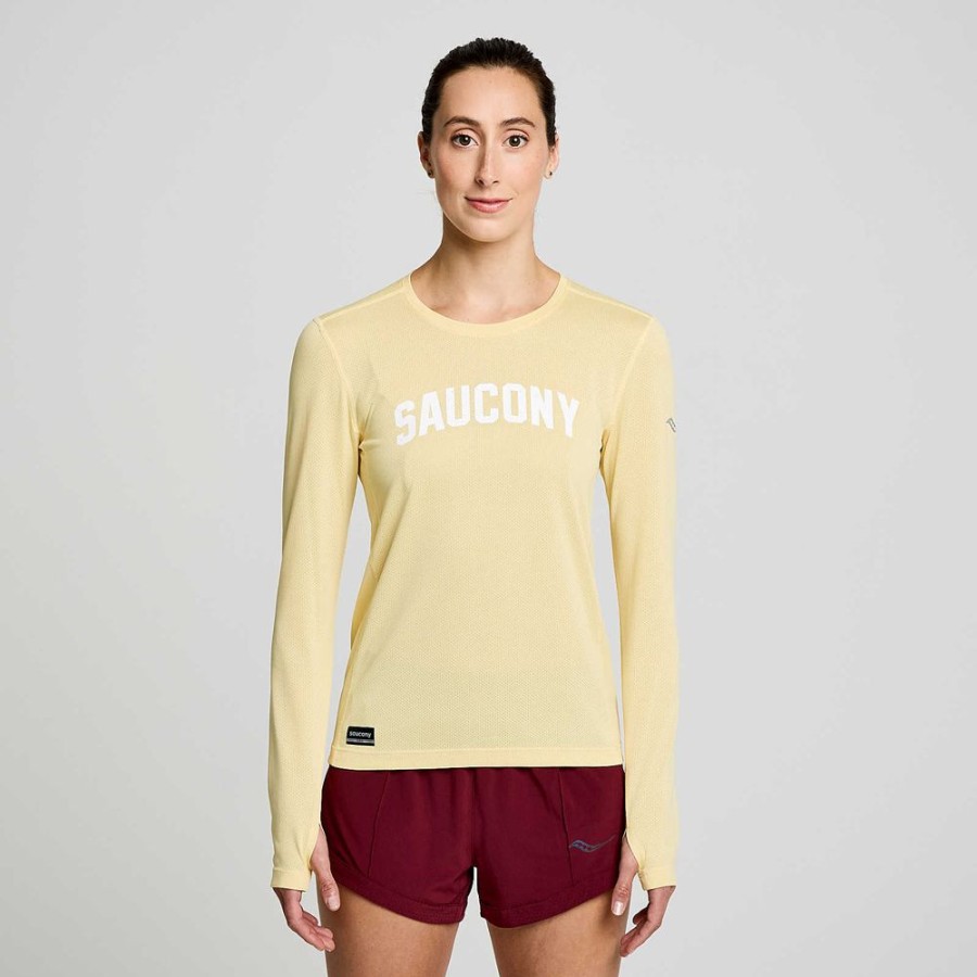 Women Saucony Tops | Women'S Stopwatch Graphic Long Sleeve Glow Graphic