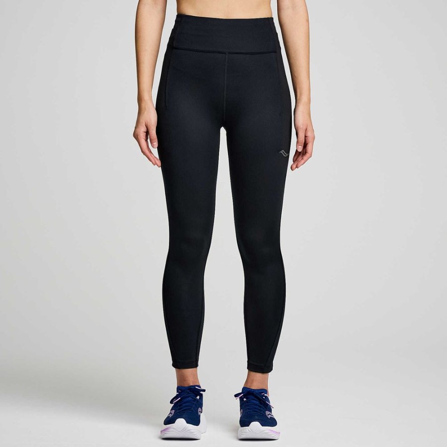 Women Saucony Bottoms | Women'S Fortify Crop Tight Black