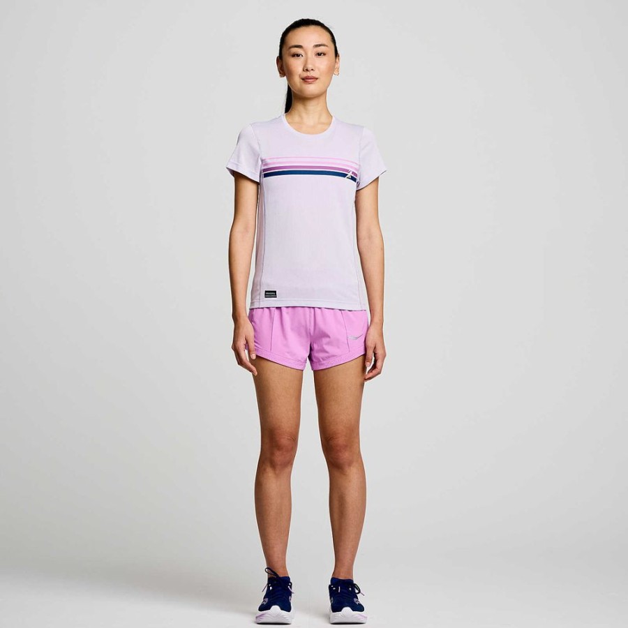 Women Saucony Tops | Women'S Stopwatch Graphic Short Sleeve Mauve Graphic