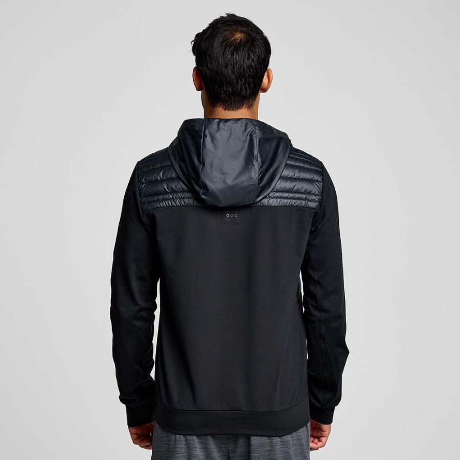 Men Saucony Tops | Men'S Solstice Oysterpuff Hoody Black