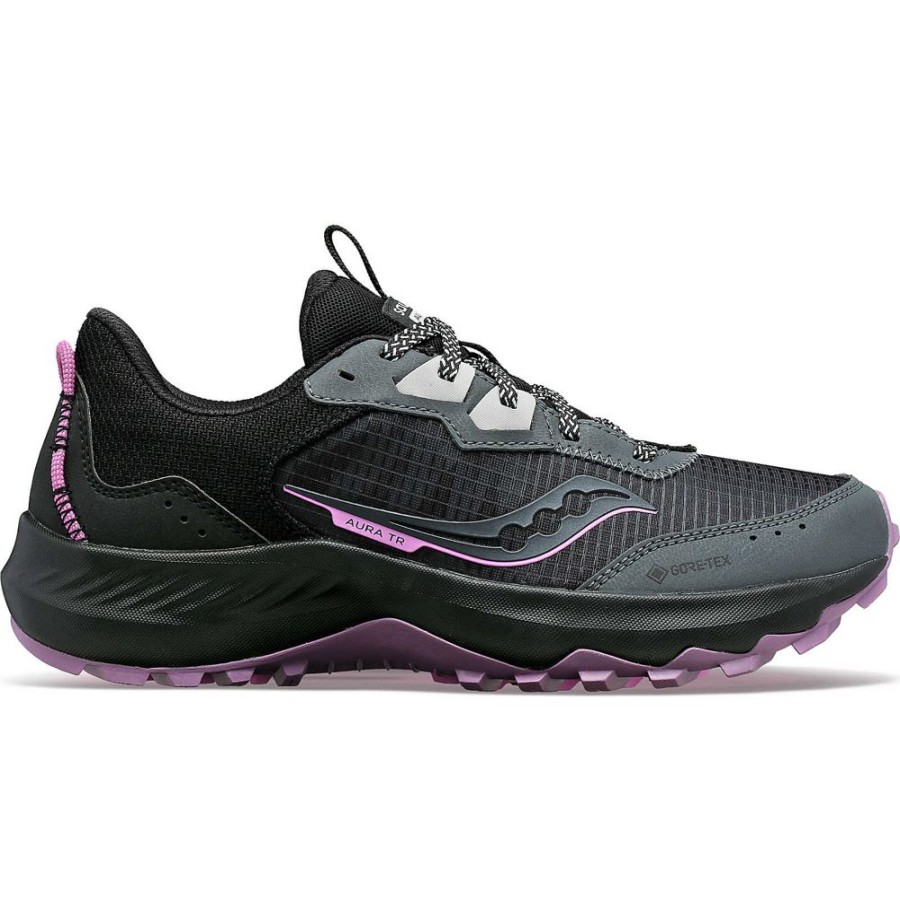 Women Saucony Trail%Hiking | Women'S Aura Tr Gtx Shadow / Black