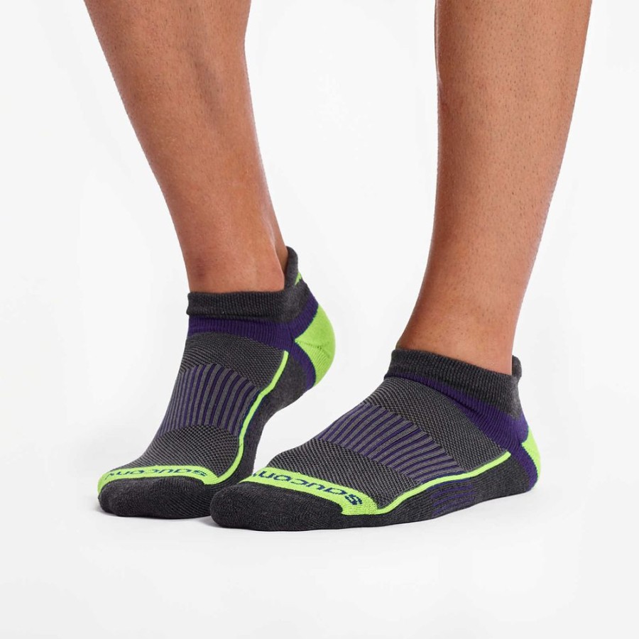 Men Saucony Socks | Inferno No Show Tab 3-Pack Socks Charocal Assorted