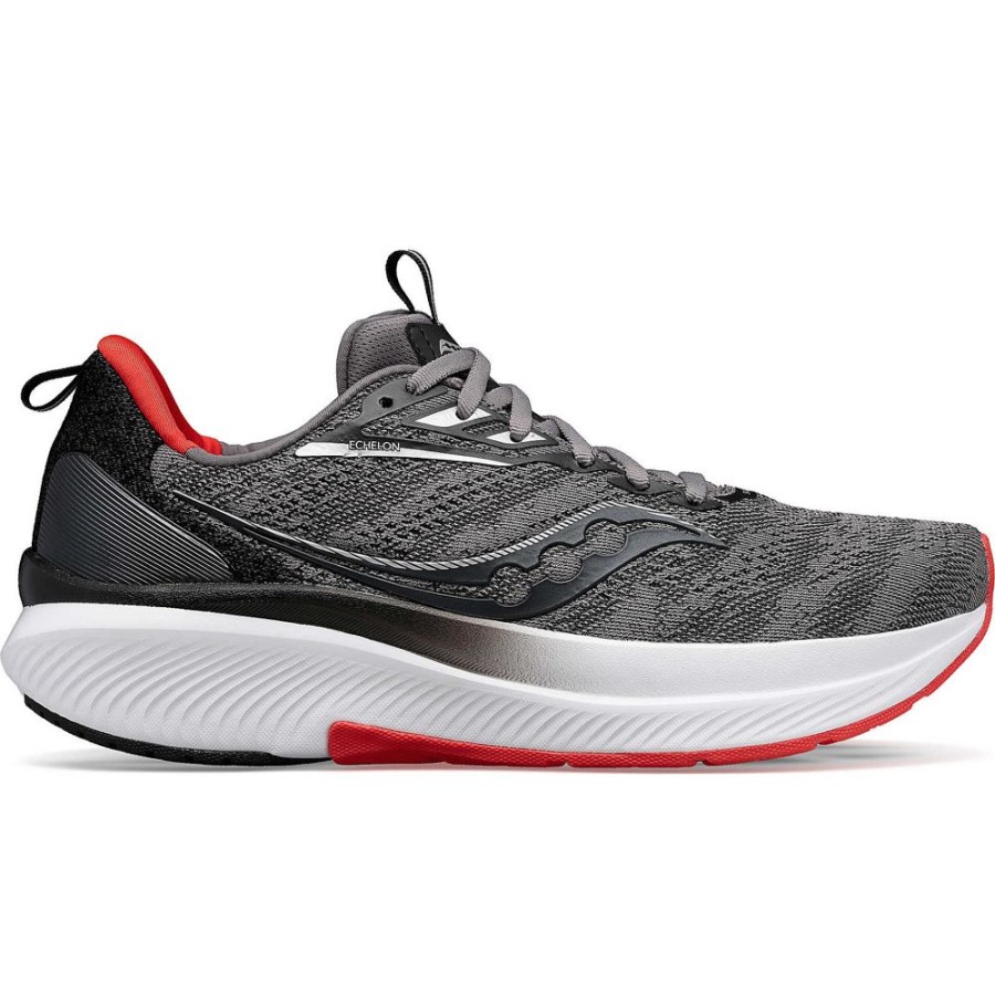 Men Saucony Running | Men'S Echelon 9 Wide Charcoal / Red Sky