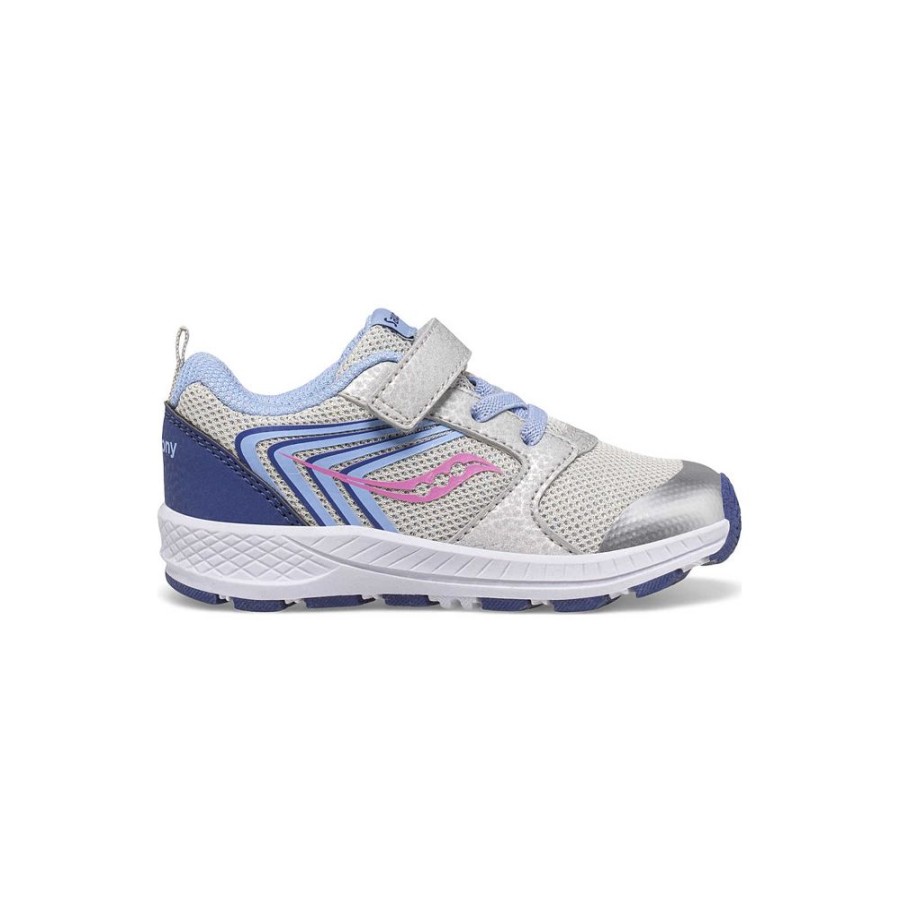 Kids Saucony Girls | Little Kid'S Wind Fst Jr. Sneaker Silver / Blue / Pink