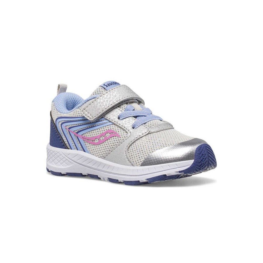 Kids Saucony Girls | Little Kid'S Wind Fst Jr. Sneaker Silver / Blue / Pink