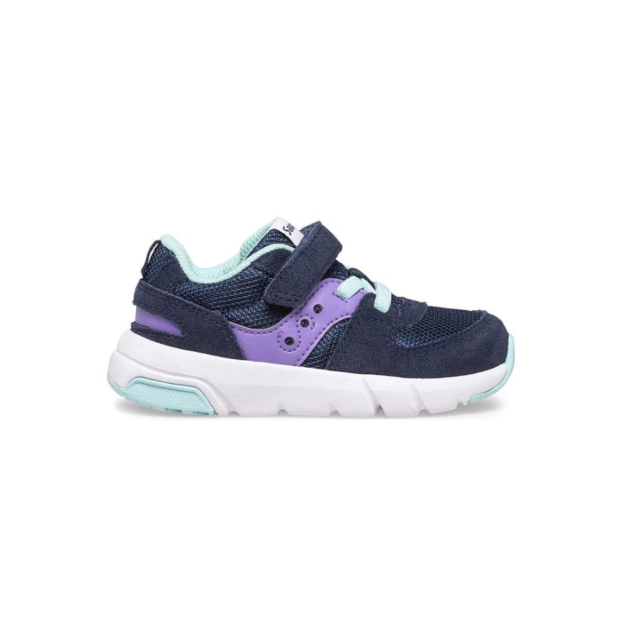 Kids Saucony Unisex | Little Kid'S Jazz Lite 2.0 Sneaker Navy / Purple / Turq