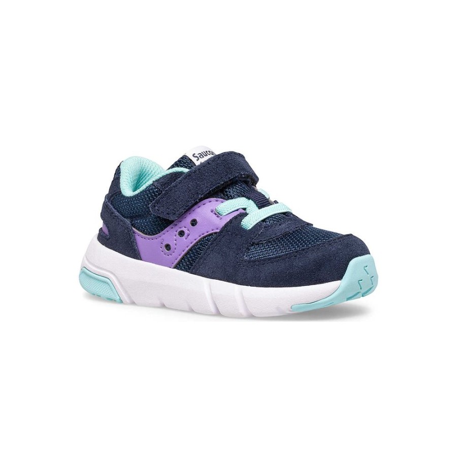 Kids Saucony Unisex | Little Kid'S Jazz Lite 2.0 Sneaker Navy / Purple / Turq