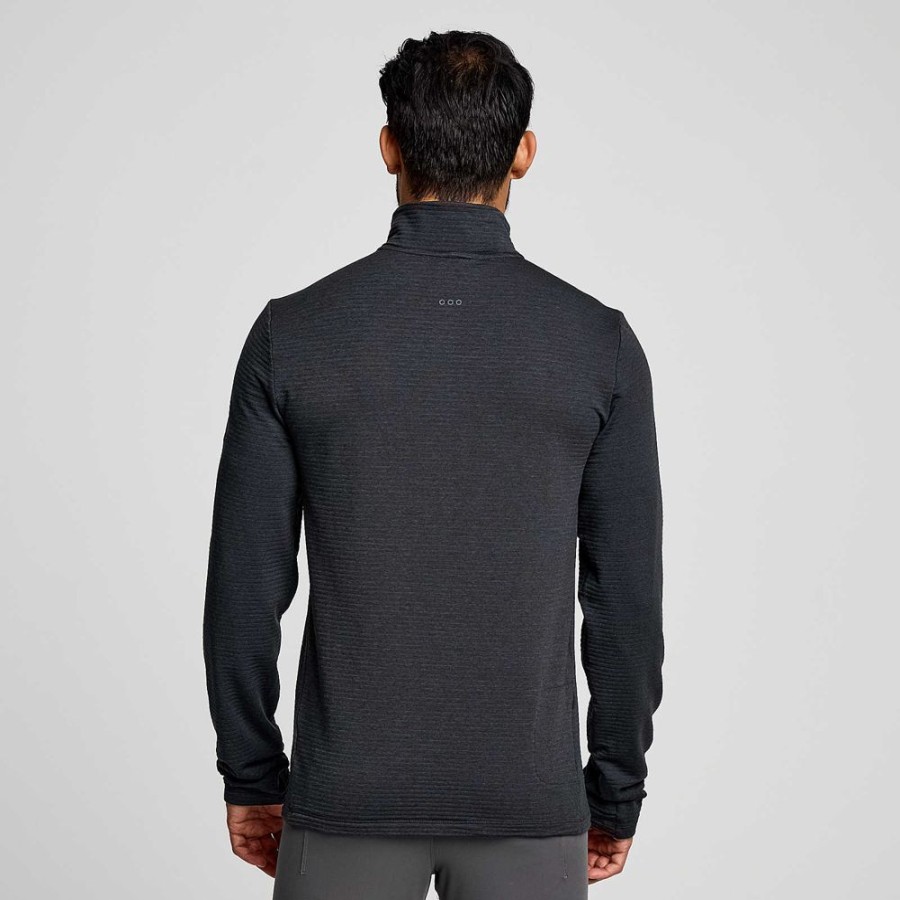 Men Saucony Jackets | Men'S Triumph 3D 1/2 Zip Black Heather