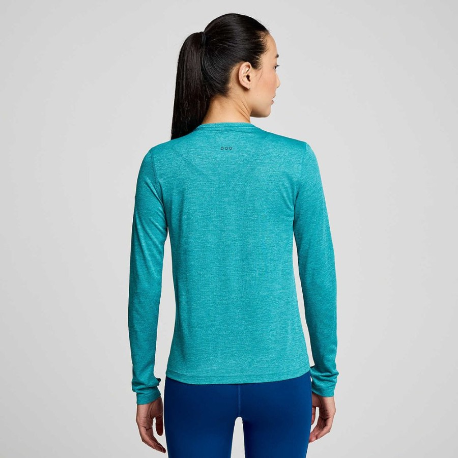 Women Saucony Tops | Women'S Stopwatch Long Sleeve Ink Heather